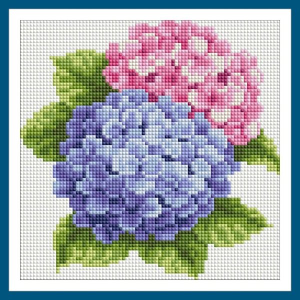 Алмазная вышивка (мозаика) "Гортензии", 20x20 см