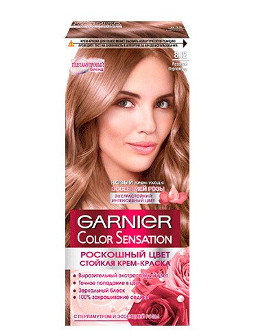 Стойкая питательная крем-краска для волос Garnier "Color Sensation", оттенок 8.12, розовый перламутр, 110 мл
