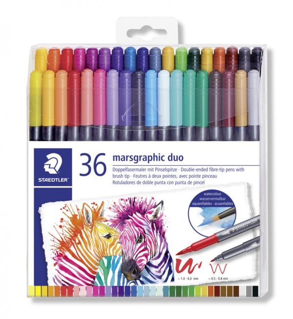 Фломастеры акварельные "Marsgraphic Duo", 36 цветов