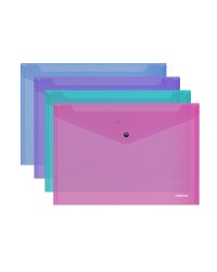 Папка-конверт на кнопке "Vivid", полупрозрачная, А4
