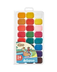 Краски акварельные "Шустрики", 24 цвета, без кисти