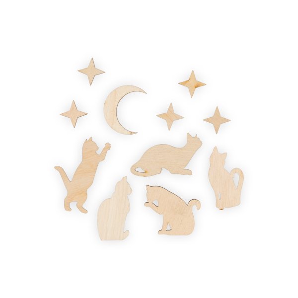 Обложка книги «Заготовка для декорирования Mr. Carving "Кошечки с луной", 2-5,5 см, арт. ВД-755»