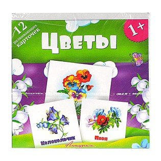 Развивающие карточки Цветы. Развивающие карточки для малышей от 1 года (12 карточек)