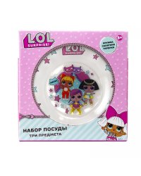 Набор посуды стеклянный "L.O.L. Surprise! Дизайн 1", 3 предмета (в подарочной упаковке)