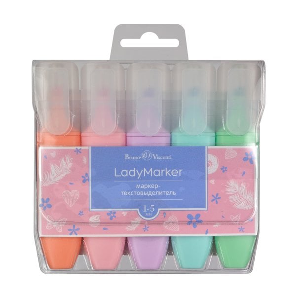 Набор текстовыделителей "LadyMarker", 5 цветов