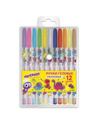 Ручки гелевые "Юнландия", 12 цветов, неоновые чернила, корпус с печатью, 0,7 мм, линия 0,5 мм