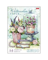 Альбом для рисования акварелью "Акварельные букеты", А4, 10 л