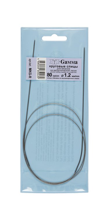 Обложка книги «Спицы "Gamma", круговые с металлической леской, 1,2 мм, 80 см, арт. MKG-R»