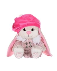 Зайка Jack&amp;Lin в розовом пальто и яркой шапке, 25 см, арт. JL-051932-25