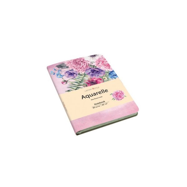 Книга для записей "Aquarelle. Цветы на розовом", А6+, 80 листов