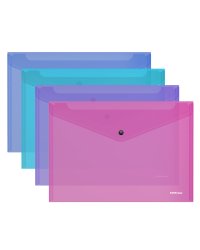 Папка-конверт на кнопке "Classic", полупрозрачная, А4