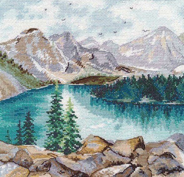 Набор для вышивания крестом Овен "Озеро Морейн", 20х20 см, арт. 1256