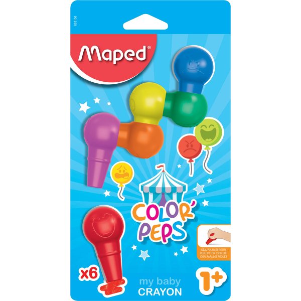Обложка книги «Мелки пластиковые для раннего возраста "Color'Peps baby", фигурная форма, 6 цветов»
