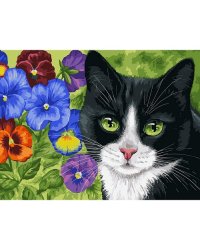 Набор для рисования по номерам "Кот в анютиных глазках", 30x40 см