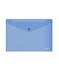 Папка-конверт на кнопке "Glossy Vivid", полупрозрачная, А4, синяя