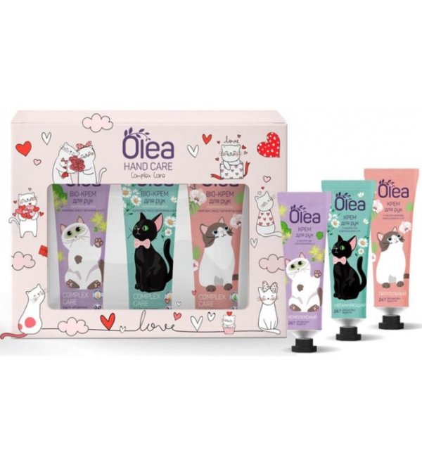 Подарочный набор "Olea Hand Care. Cats", 3 крема по 30 мл