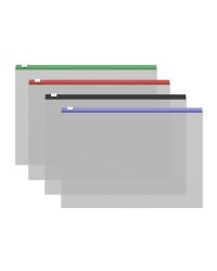 Пакет пластиковый "Fizzy Clear", А4, на гибкой молнии ZIP, c цветной молнией
