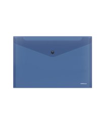 Папка-конверт на кнопке "Glossy Classic", полупрозрачная, А4, синяя