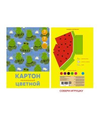 Набор цветного мелованного картона "Хор лягушек", 7 листов, 7 цветов