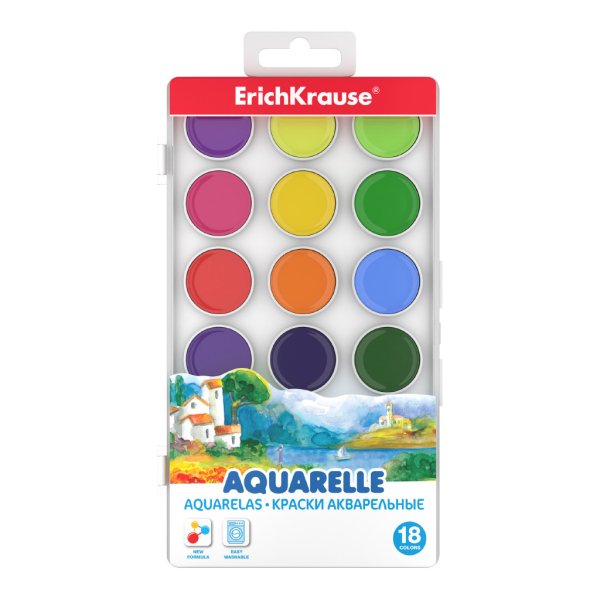 Краски акварельные, 18 цветов