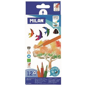 Карандаши акварельные "Milan", трехгранные, 12 цветов
