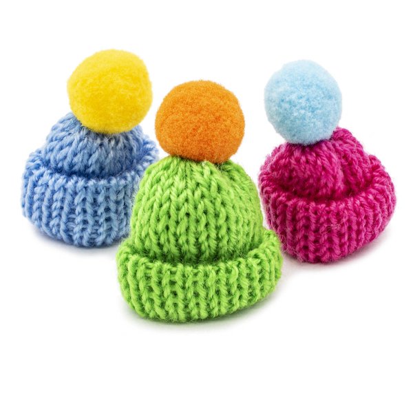 Вязаная аппликация "Шапочки", 3 штуки