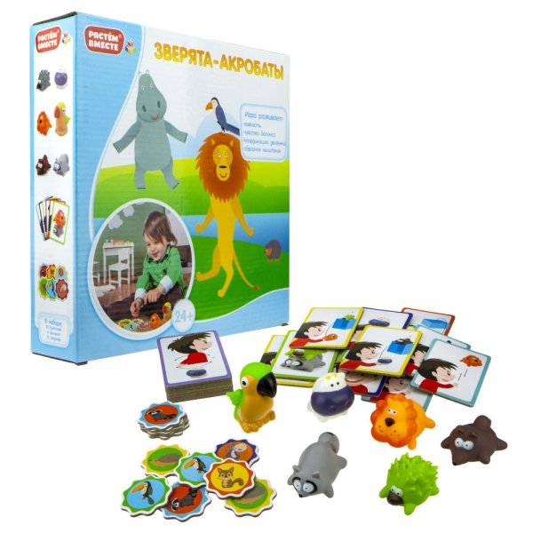 Игра "Растем вместе. Зверята - акробаты", 26х26х6 см