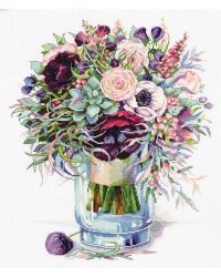 Набор для вышивания крестом Panna "Золотая серия, Букет с анемонами", 31x37,5 см, арт. C-7159