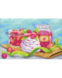 Канва с рисунком для вышивания крестом М.П.Студия "Клубничное наслаждение", 40х30 см, арт. СК-084