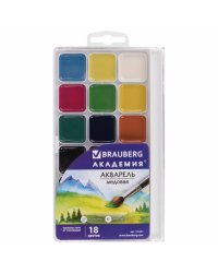 Краски акварельные медовые "Академия", 18 цветов