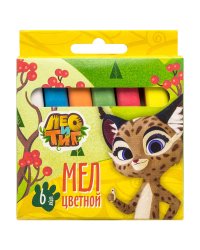 Мел школьный цветной "Лео и Тиг", квадратный, 6 цветов