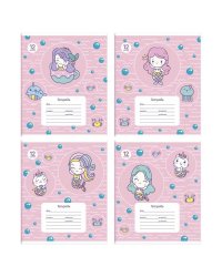 Тетрадь "Cute mermaids", А5, 12 листов, косая линейка