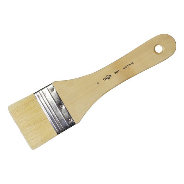 Кисть-флейц художественная "Гамма. №6", плоская, длинная ручка, щетина