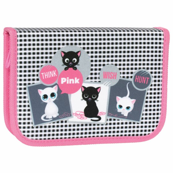 Пенал "Think Pink", Европейский, 20х14х4 см, 1 отделение, 1 откидная планка