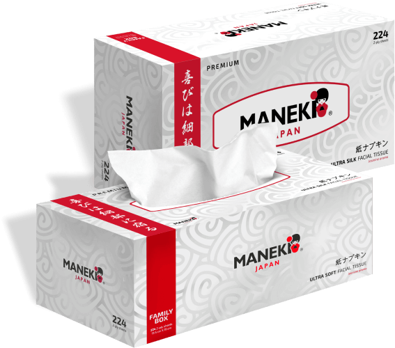 Салфетки бумажные Maneki "Black&amp;White" (в белом дизайне) с ароматом жасмина, двухслойные, белые, 224 штуки