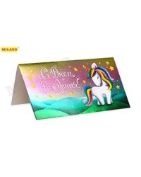 Конверт для денег "Dream Cards. С днем рождения. Милый единорог", 164х84 мм