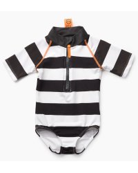 Купальник слитный "Happy Baby", с рукавами (цвет: черно-белый), размер 80-86