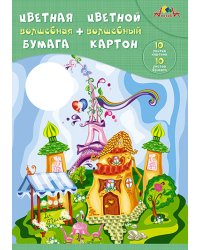Цветная волшебная бумага + картон "Сказочный городок", А4
