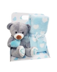 Набор "Плед с игрушкой. Bear with heart", цвет: голубой