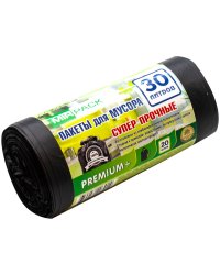 Мешки для мусора "Premium+", ПВД, 50x60 см, 20 мкм, 20 штук, 30 литров, черные