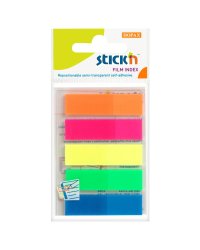 Клейкие закладки Stick'n, 12x45 мм, 5 цветов по 25 листов