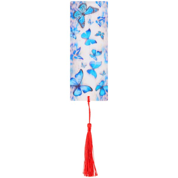 3D-закладка для книг "Blue butterflies", с линейкой, 150x55 мм