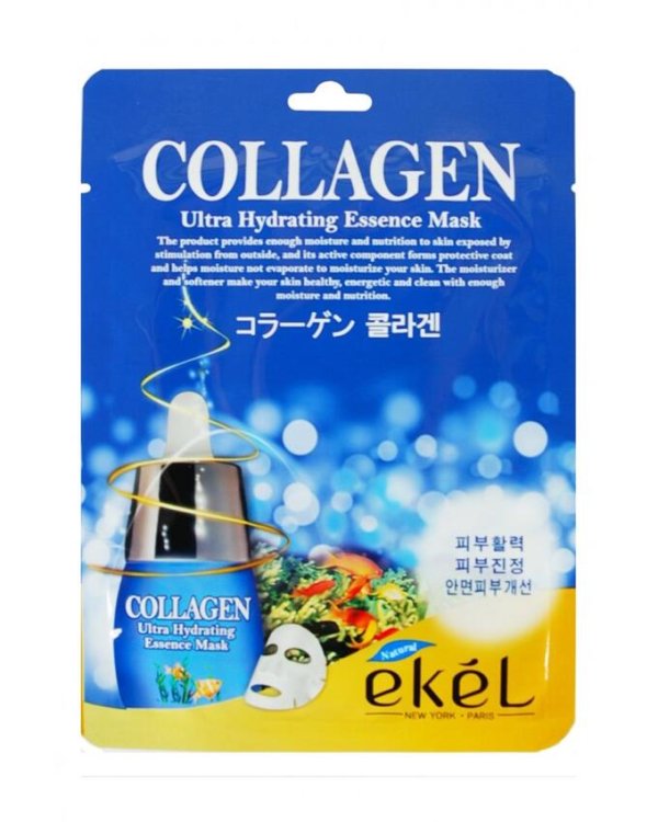 Обложка книги «Маска тканевая для лица Ekel "Essence Mask Collagen" с экстрактом коллагена, 25 мл»