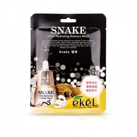 Обложка книги «Маска тканевая для лица Ekel "Essence Mask Snake" с пептидами змеиного яда, 25 мл»