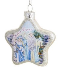 Новогоднее подвесное украшение "Дед Мороз и Снегурочка", 2x7,5x7,5 см