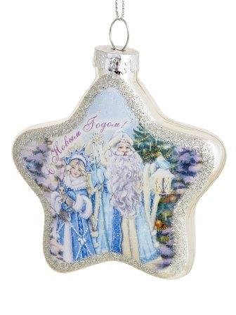 Новогоднее подвесное украшение "Дед Мороз и Снегурочка", 2x7,5x7,5 см