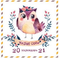 Обложка книги «Милые совы. Календарь настенный на 2021 год», ISBN 9785041113322