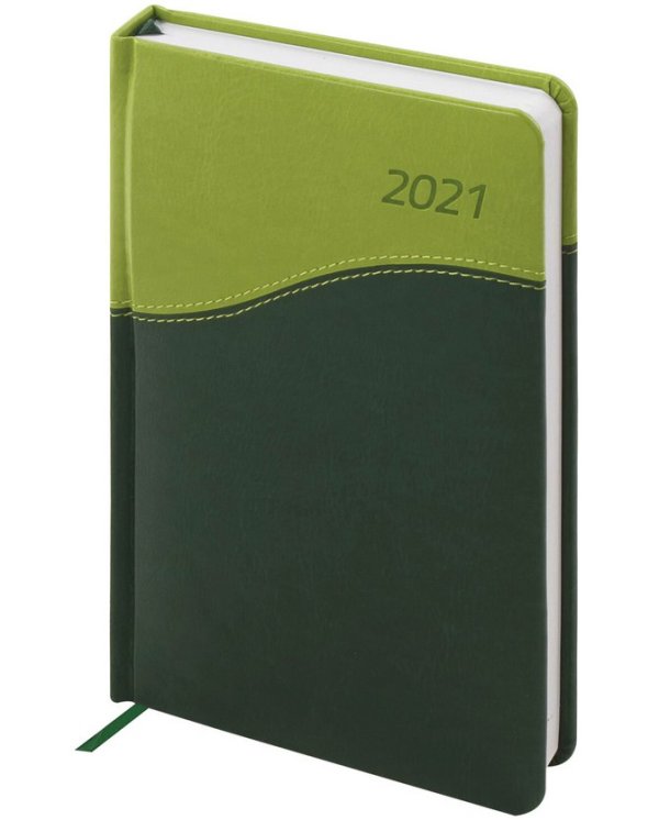 Обложка книги «Ежедневник датированный на 2021 год "Bond", А5, 168 листов, цвет обложки зеленый, салатовый»