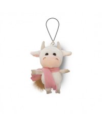 Мягкая игрушка "Коровка белая в розовом шарфике", 11 см