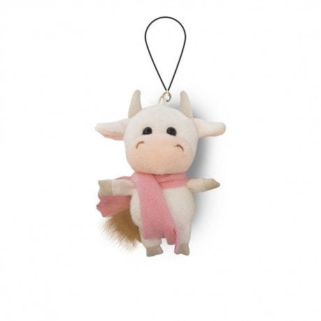 Мягкая игрушка "Коровка белая в розовом шарфике", 11 см